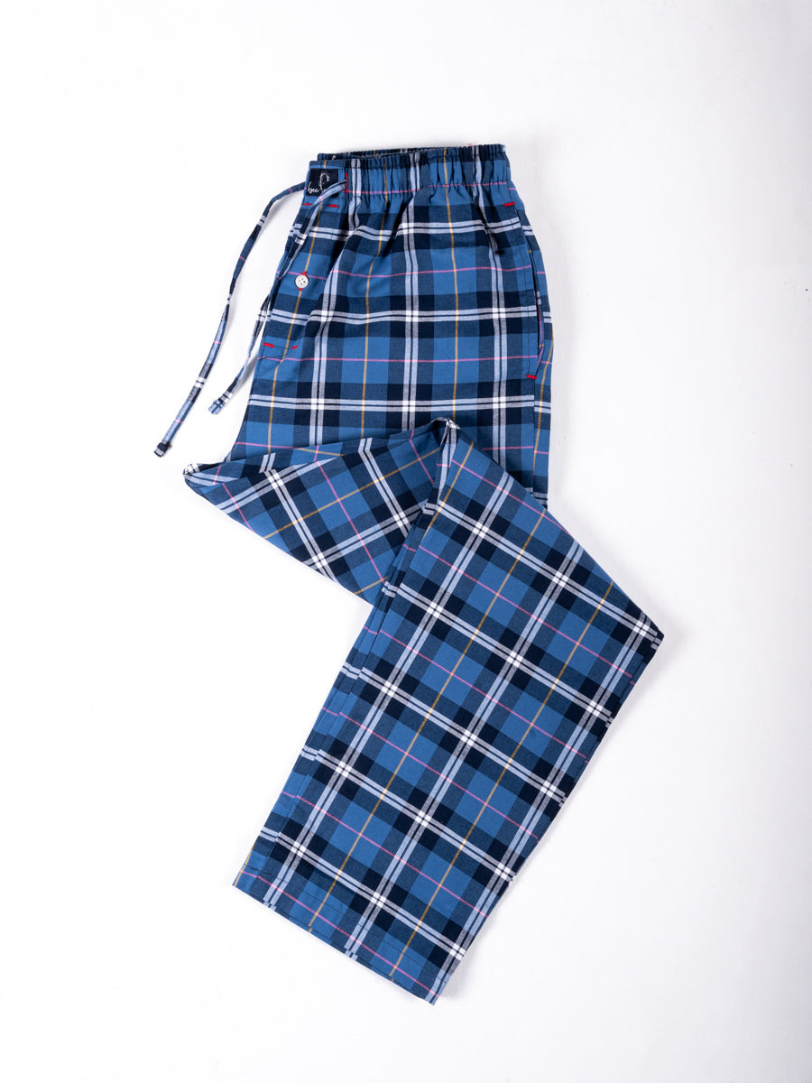 Blue Multi Check Premium Cotton Pajama