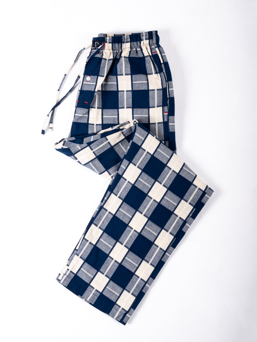 Blue & White Check Premium Cotton Pajama